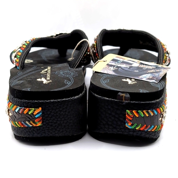 NWT Montana West Black Jeweled Cross Decor Bling Sandals - Size 7 - Picture 12 of 14